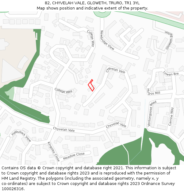 82, CHYVELAH VALE, GLOWETH, TRURO, TR1 3YL: Location map and indicative extent of plot