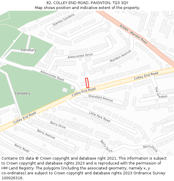 82, COLLEY END ROAD, PAIGNTON, TQ3 3QY: Location map and indicative extent of plot