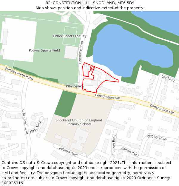 82, CONSTITUTION HILL, SNODLAND, ME6 5BY: Location map and indicative extent of plot