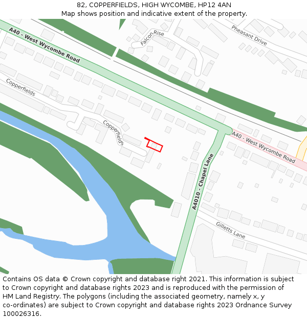 82, COPPERFIELDS, HIGH WYCOMBE, HP12 4AN: Location map and indicative extent of plot