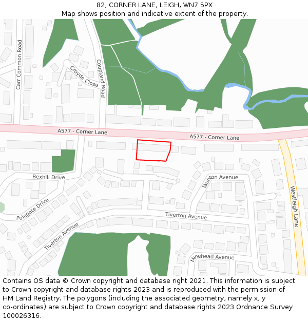 82, CORNER LANE, LEIGH, WN7 5PX: Location map and indicative extent of plot