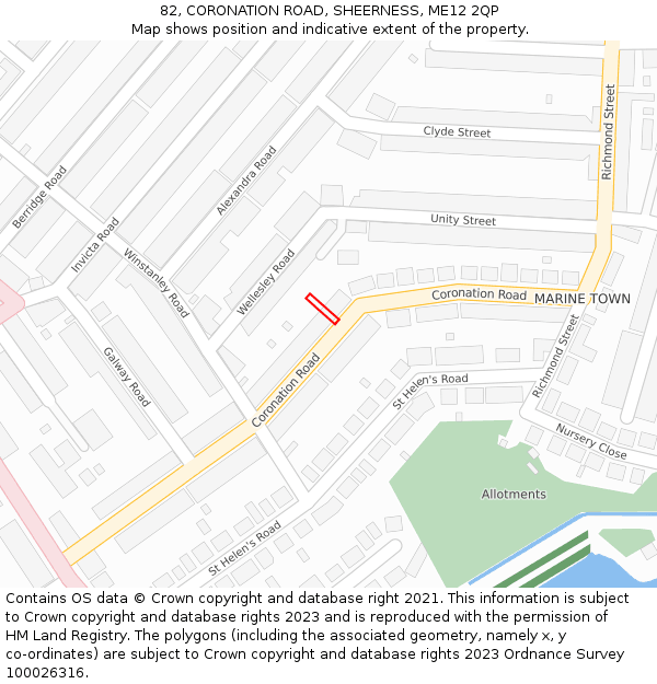 82, CORONATION ROAD, SHEERNESS, ME12 2QP: Location map and indicative extent of plot