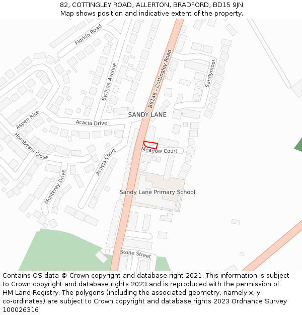 82, COTTINGLEY ROAD, ALLERTON, BRADFORD, BD15 9JN: Location map and indicative extent of plot