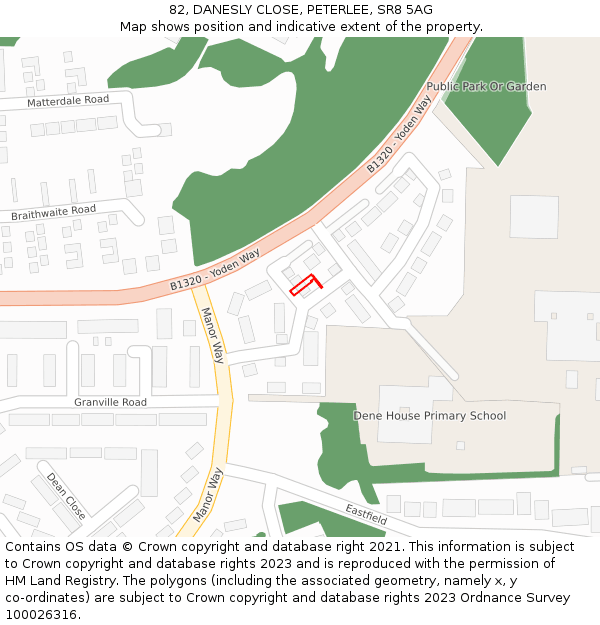 82, DANESLY CLOSE, PETERLEE, SR8 5AG: Location map and indicative extent of plot