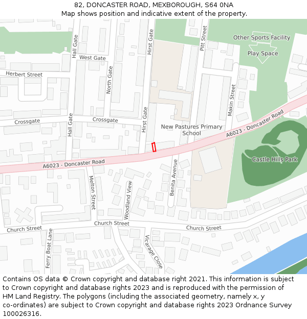 82, DONCASTER ROAD, MEXBOROUGH, S64 0NA: Location map and indicative extent of plot
