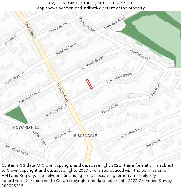 82, DUNCOMBE STREET, SHEFFIELD, S6 3RJ: Location map and indicative extent of plot