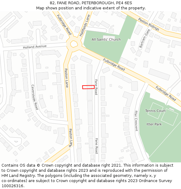 82, FANE ROAD, PETERBOROUGH, PE4 6ES: Location map and indicative extent of plot