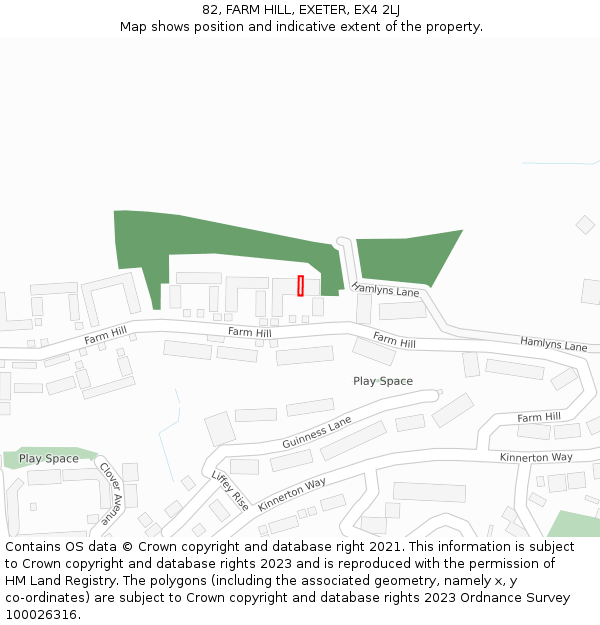 82, FARM HILL, EXETER, EX4 2LJ: Location map and indicative extent of plot