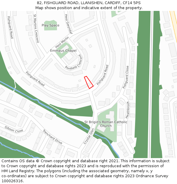 82, FISHGUARD ROAD, LLANISHEN, CARDIFF, CF14 5PS: Location map and indicative extent of plot