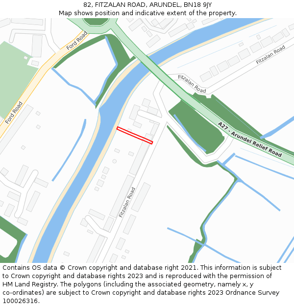 82, FITZALAN ROAD, ARUNDEL, BN18 9JY: Location map and indicative extent of plot