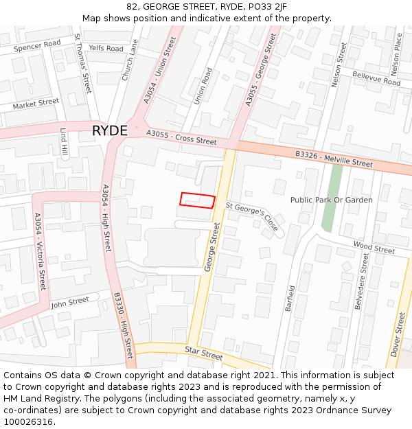 82, GEORGE STREET, RYDE, PO33 2JF: Location map and indicative extent of plot