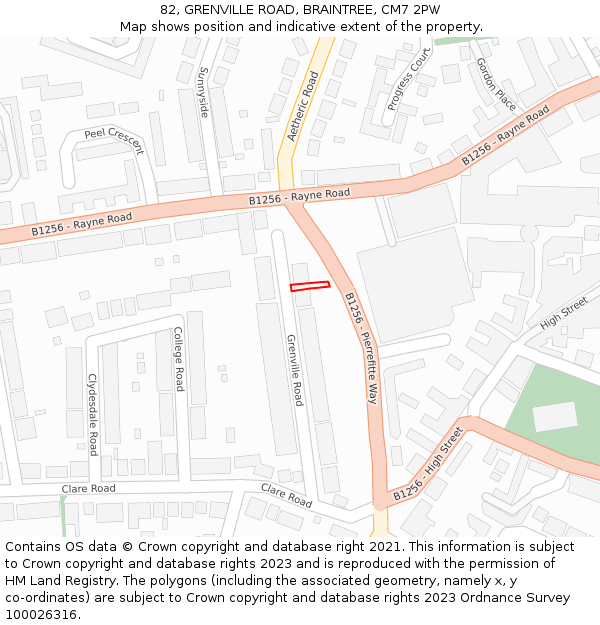 82, GRENVILLE ROAD, BRAINTREE, CM7 2PW: Location map and indicative extent of plot