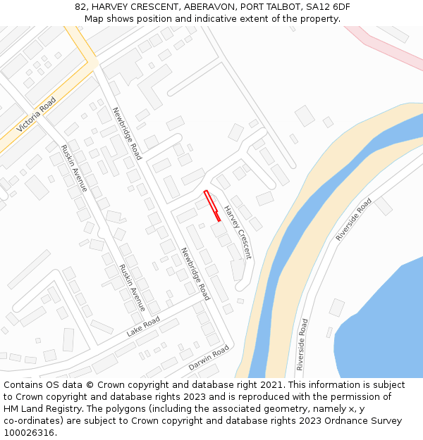 82, HARVEY CRESCENT, ABERAVON, PORT TALBOT, SA12 6DF: Location map and indicative extent of plot
