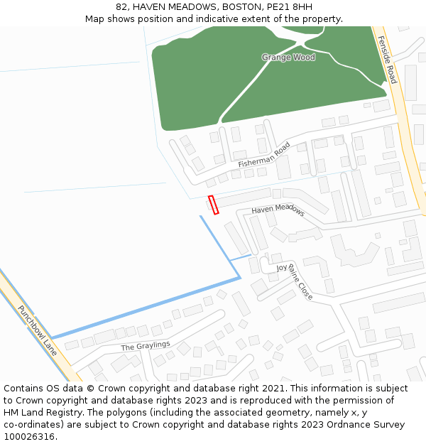 82, HAVEN MEADOWS, BOSTON, PE21 8HH: Location map and indicative extent of plot