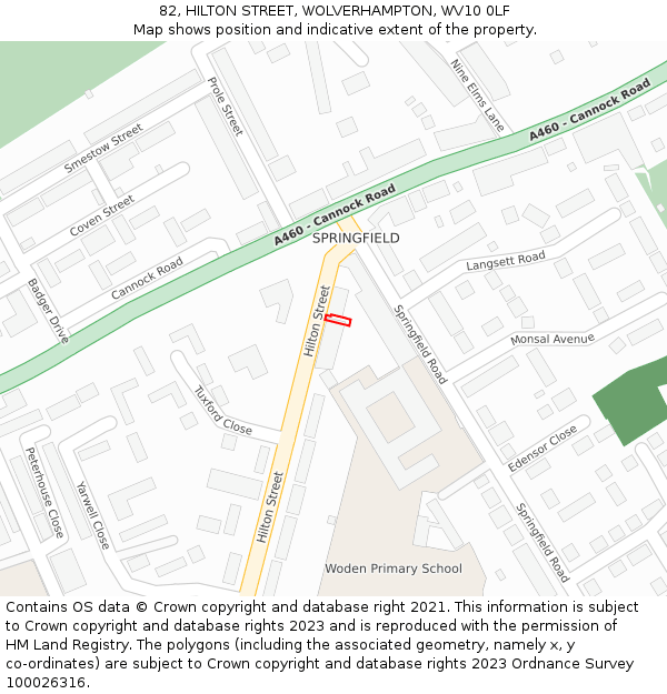82, HILTON STREET, WOLVERHAMPTON, WV10 0LF: Location map and indicative extent of plot