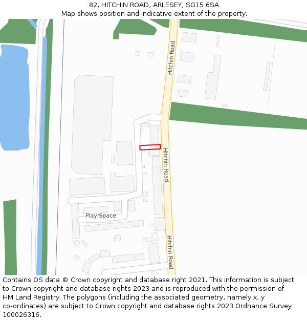 82, HITCHIN ROAD, ARLESEY, SG15 6SA: Location map and indicative extent of plot
