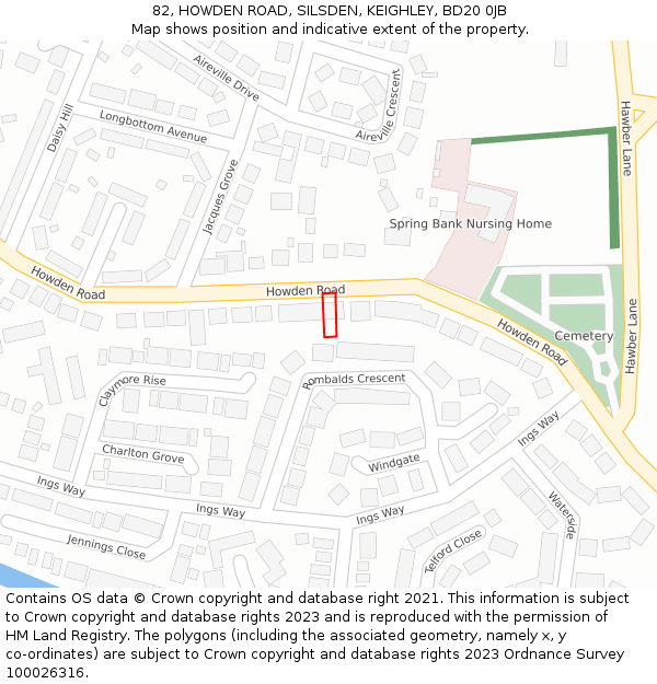 82, HOWDEN ROAD, SILSDEN, KEIGHLEY, BD20 0JB: Location map and indicative extent of plot
