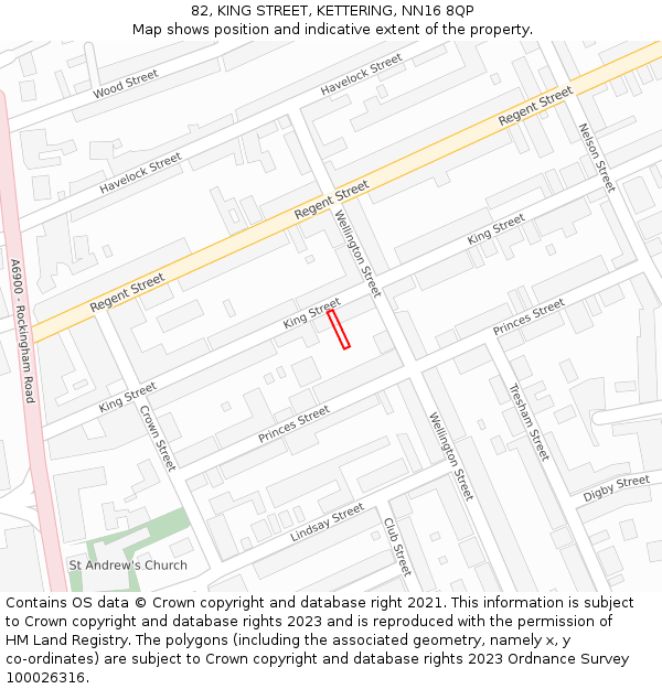 82, KING STREET, KETTERING, NN16 8QP: Location map and indicative extent of plot