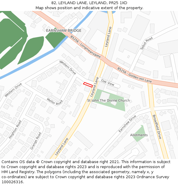 82, LEYLAND LANE, LEYLAND, PR25 1XD: Location map and indicative extent of plot