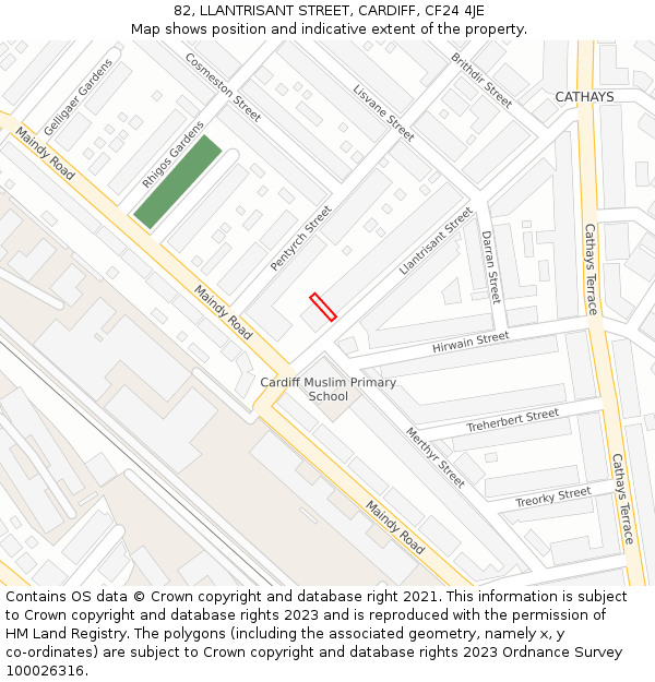 82, LLANTRISANT STREET, CARDIFF, CF24 4JE: Location map and indicative extent of plot