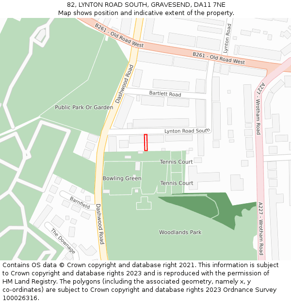 82, LYNTON ROAD SOUTH, GRAVESEND, DA11 7NE: Location map and indicative extent of plot