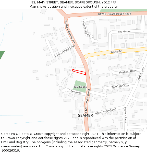 82, MAIN STREET, SEAMER, SCARBOROUGH, YO12 4RF: Location map and indicative extent of plot