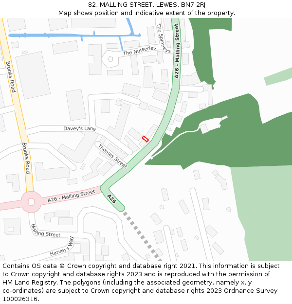 82, MALLING STREET, LEWES, BN7 2RJ: Location map and indicative extent of plot