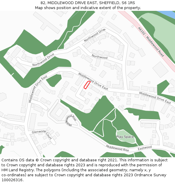 82, MIDDLEWOOD DRIVE EAST, SHEFFIELD, S6 1RS: Location map and indicative extent of plot