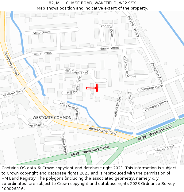 82, MILL CHASE ROAD, WAKEFIELD, WF2 9SX: Location map and indicative extent of plot