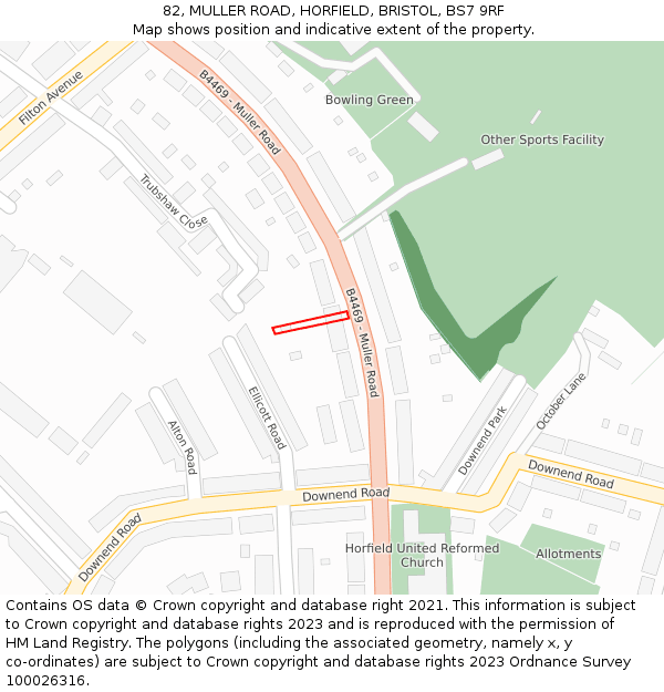 82, MULLER ROAD, HORFIELD, BRISTOL, BS7 9RF: Location map and indicative extent of plot