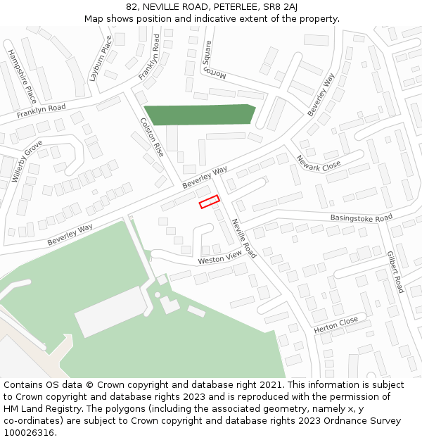 82, NEVILLE ROAD, PETERLEE, SR8 2AJ: Location map and indicative extent of plot