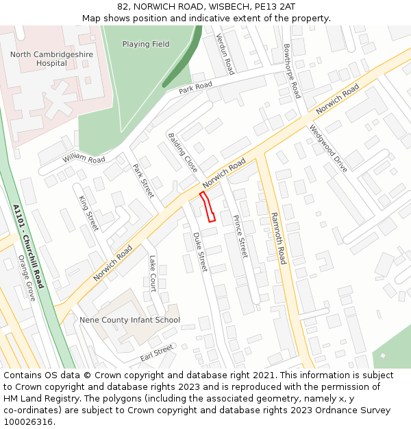 82, NORWICH ROAD, WISBECH, PE13 2AT: Location map and indicative extent of plot