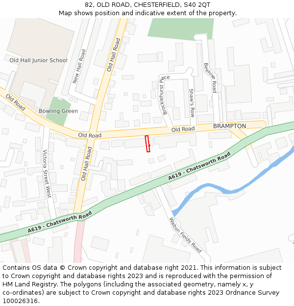 82, OLD ROAD, CHESTERFIELD, S40 2QT: Location map and indicative extent of plot