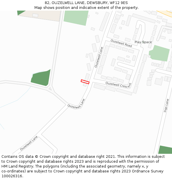 82, OUZELWELL LANE, DEWSBURY, WF12 9ES: Location map and indicative extent of plot