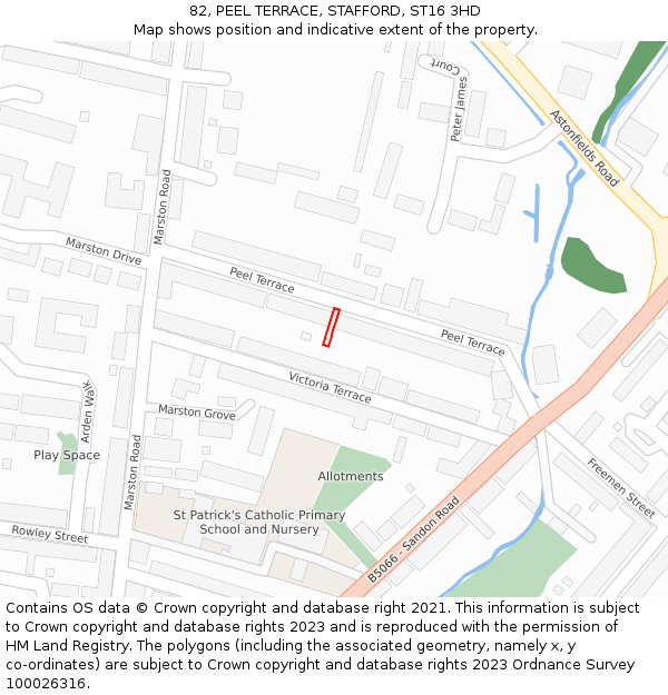 82, PEEL TERRACE, STAFFORD, ST16 3HD: Location map and indicative extent of plot