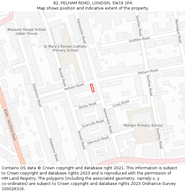 82, PELHAM ROAD, LONDON, SW19 1PA: Location map and indicative extent of plot
