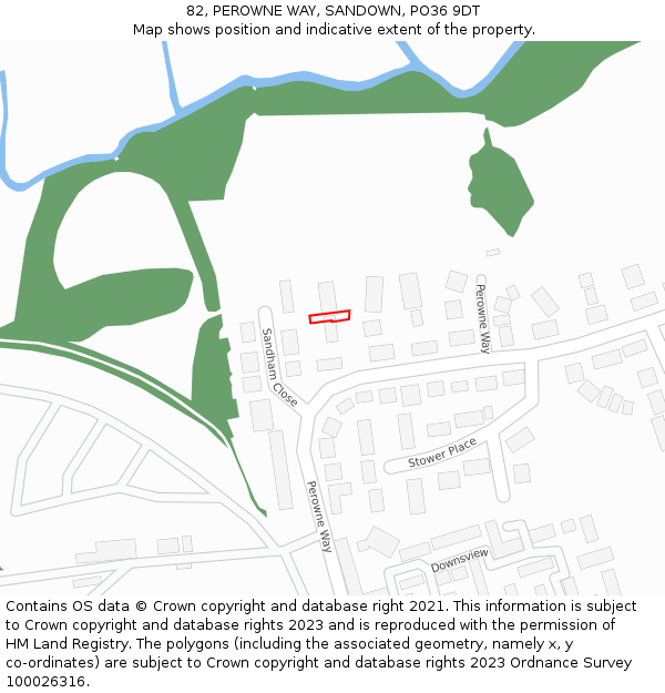 82, PEROWNE WAY, SANDOWN, PO36 9DT: Location map and indicative extent of plot