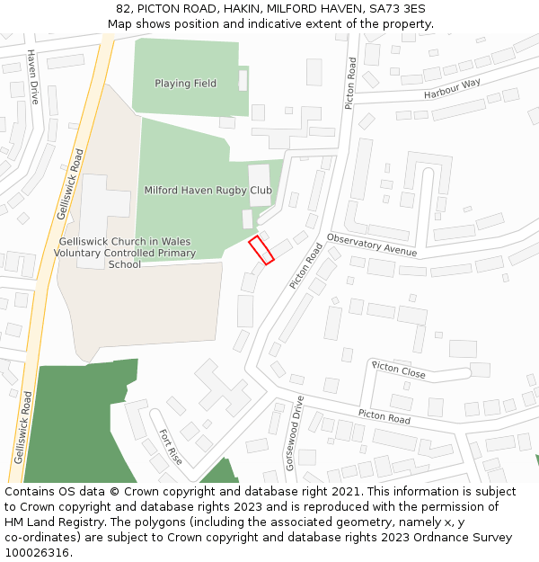 82, PICTON ROAD, HAKIN, MILFORD HAVEN, SA73 3ES: Location map and indicative extent of plot