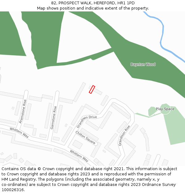 82, PROSPECT WALK, HEREFORD, HR1 1PD: Location map and indicative extent of plot