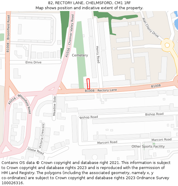 82, RECTORY LANE, CHELMSFORD, CM1 1RF: Location map and indicative extent of plot