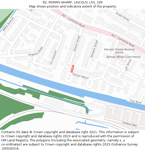 82, ROMAN WHARF, LINCOLN, LN1 1SR: Location map and indicative extent of plot