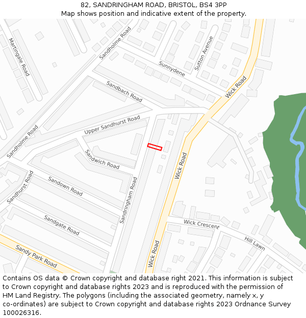 82, SANDRINGHAM ROAD, BRISTOL, BS4 3PP: Location map and indicative extent of plot