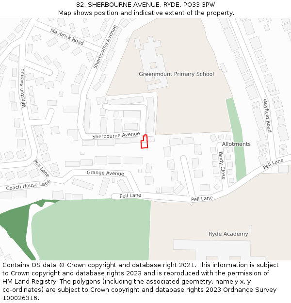 82, SHERBOURNE AVENUE, RYDE, PO33 3PW: Location map and indicative extent of plot