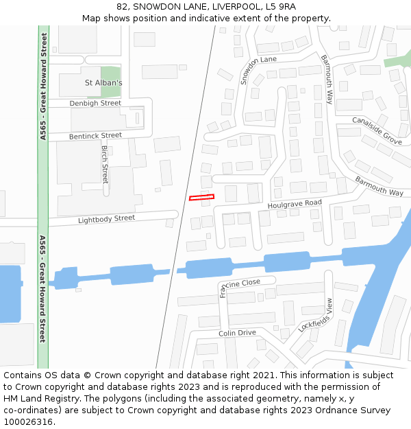 82, SNOWDON LANE, LIVERPOOL, L5 9RA: Location map and indicative extent of plot
