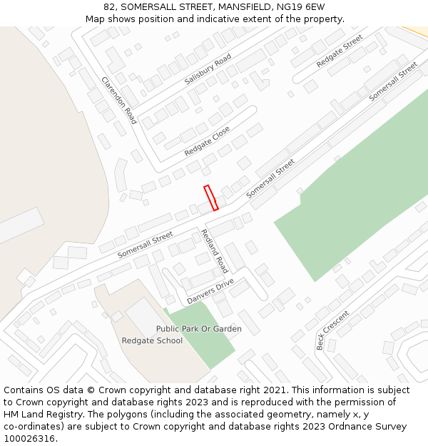 82, SOMERSALL STREET, MANSFIELD, NG19 6EW: Location map and indicative extent of plot
