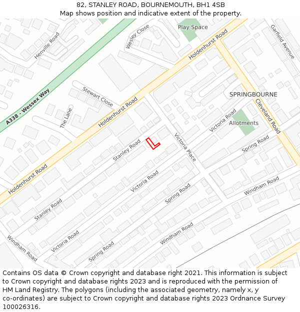 82, STANLEY ROAD, BOURNEMOUTH, BH1 4SB: Location map and indicative extent of plot