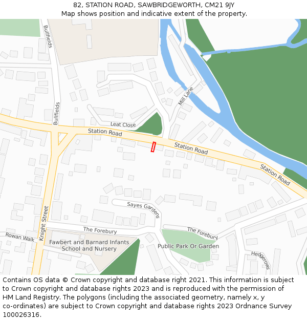 82, STATION ROAD, SAWBRIDGEWORTH, CM21 9JY: Location map and indicative extent of plot