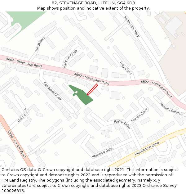 82, STEVENAGE ROAD, HITCHIN, SG4 9DR: Location map and indicative extent of plot