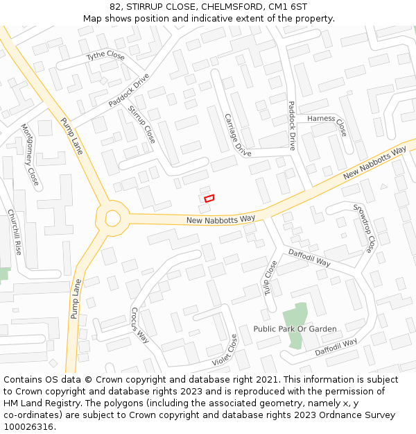 82, STIRRUP CLOSE, CHELMSFORD, CM1 6ST: Location map and indicative extent of plot