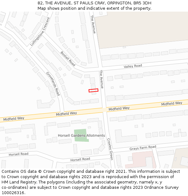 82, THE AVENUE, ST PAULS CRAY, ORPINGTON, BR5 3DH: Location map and indicative extent of plot